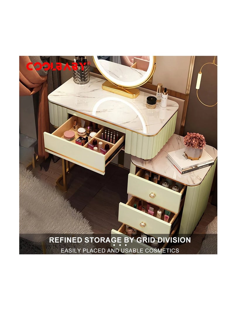 Cool Baby Mint Green Vanity Table Set with LED Mirrorand Chair_Elegant Solid Wood Dressing Table  - Image 3