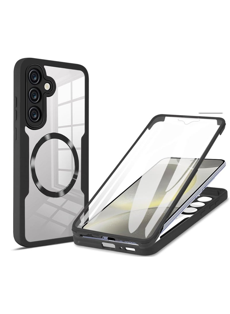 WRISTWISE Case Cover for Samsung Galaxy S25 FE, Ultra-Thin Military Grade Shockproof Transparent Case with Built-in Screen Protector and Magnetic Closure, TPU Case. Black - Image 1