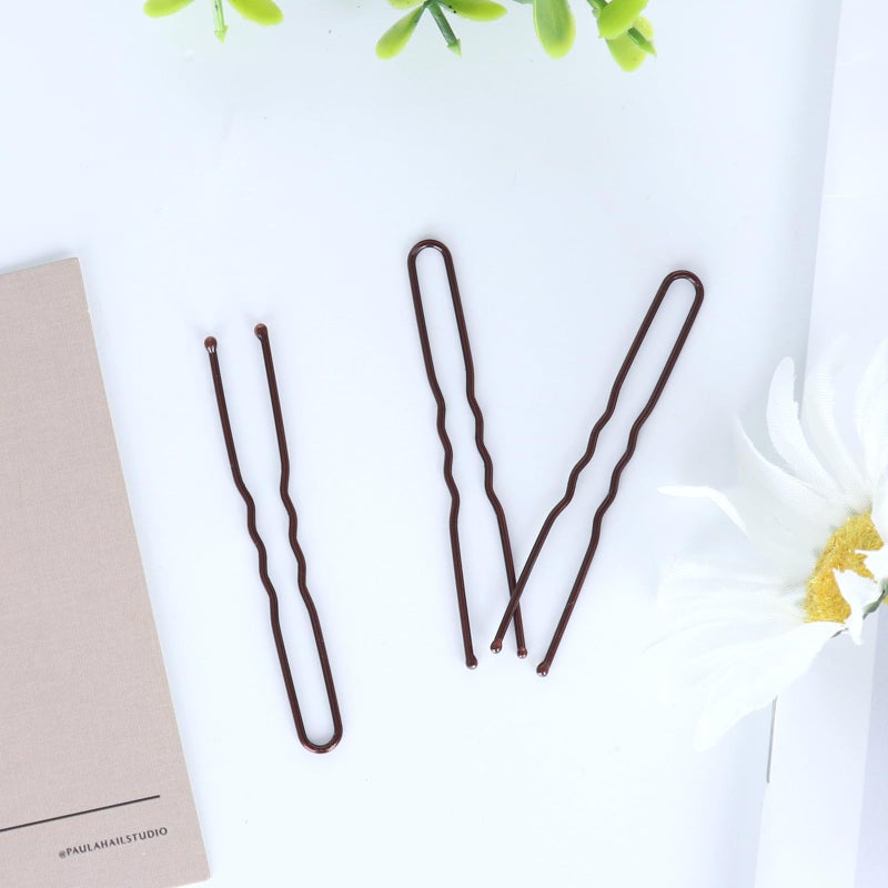 DySaLic U Shaped Hair Pins, 100PCS 2.4inch Bun Hair Pins for Women Kids Girls Hairdressing Salon with Storage Box, for All Hair Types - Brown - Image 4