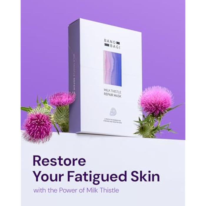 Banobagi Milk Thistle Repair Face Mask – Korean Skin Care with Centella, Hyaluronic Acid & Adenosine | Hydrating & Soothing Sheet Mask for Sensitive Skin, Fragrance-Free, 10EA - Image 4