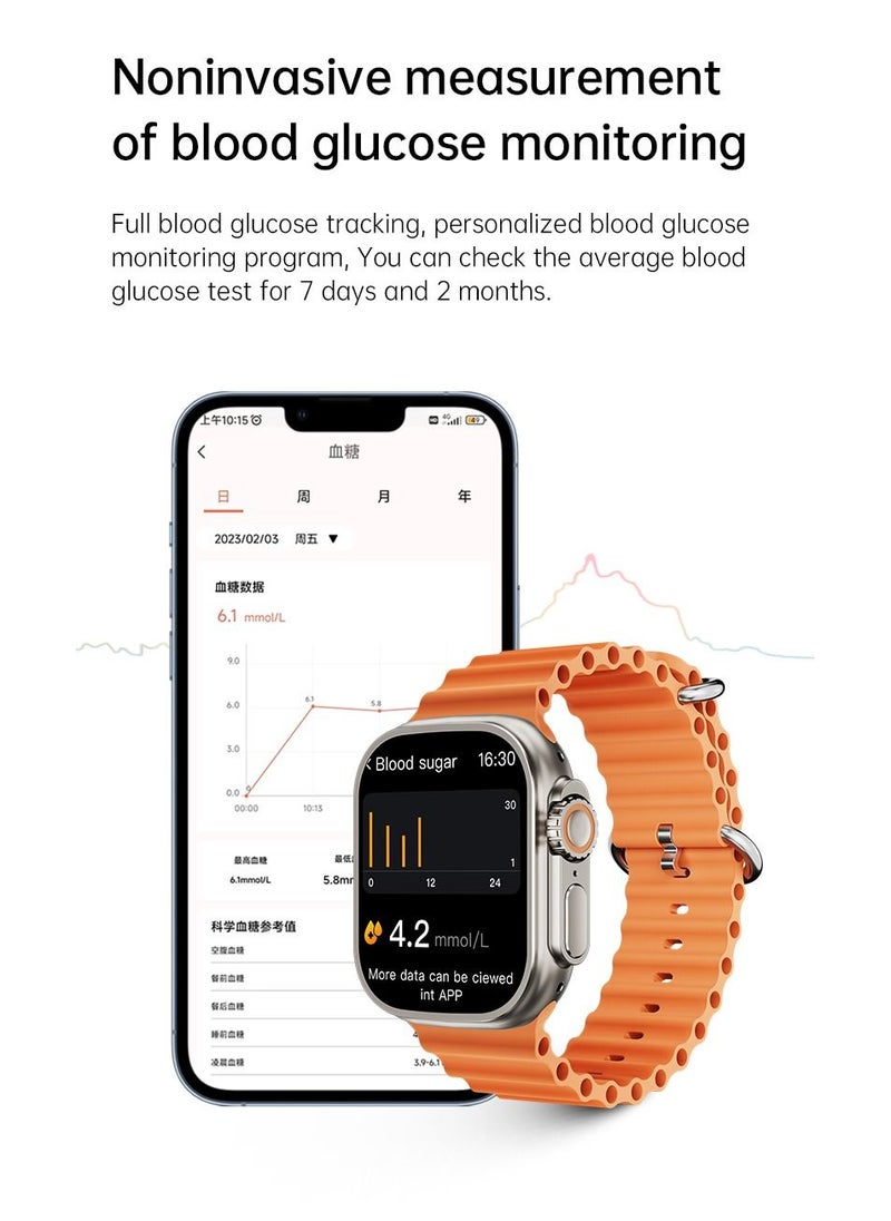 AROAQ - Smart Watch C9 Ultra Health Fitness Tracker Sport Watch 49MM- Orange - Image 1