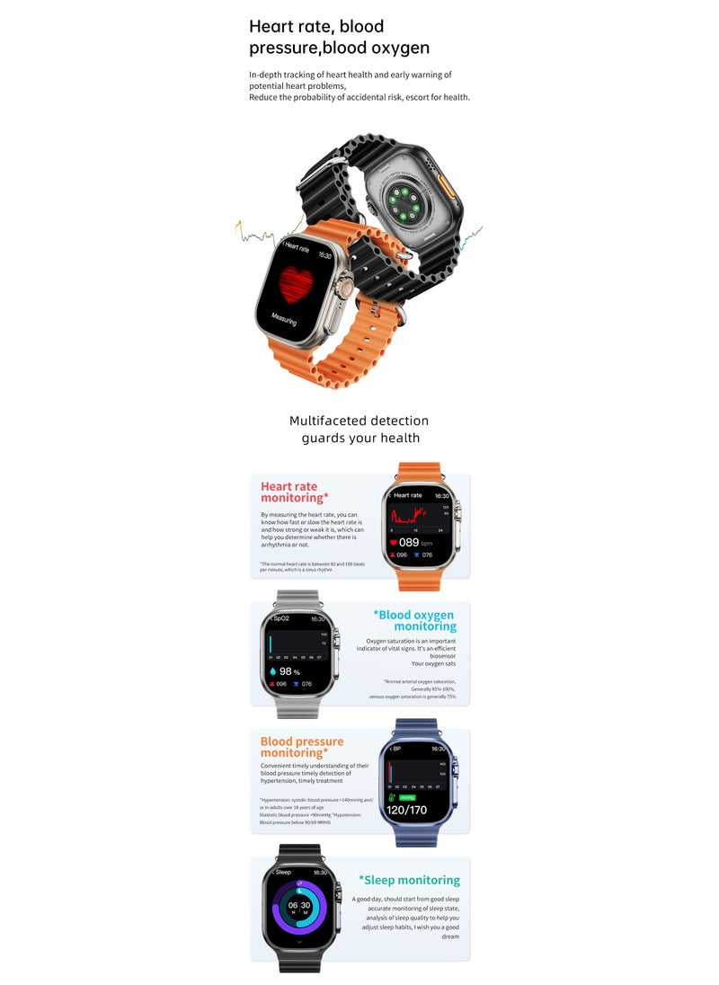 AROAQ - Smart Watch C9 Ultra Health Fitness Tracker Sport Watch 49MM- Orange - Image 1