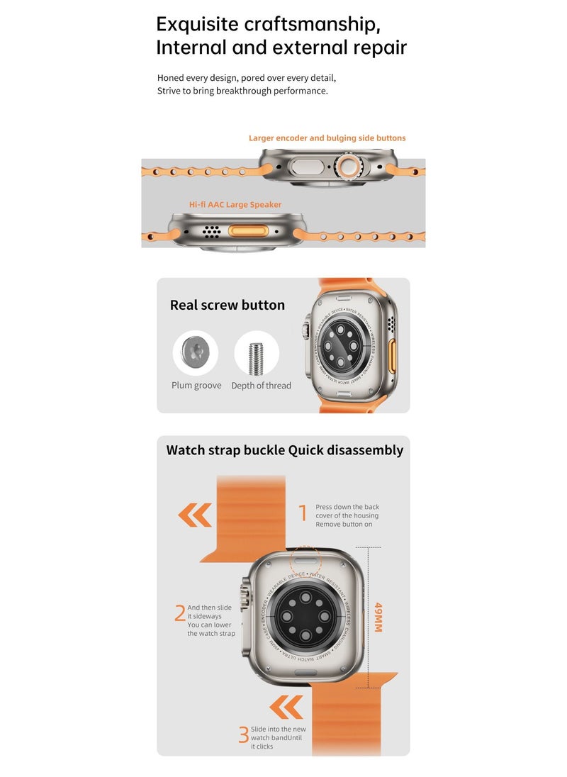 AROAQ - Smart Watch C9 Ultra Health Fitness Tracker Sport Watch 49MM- Orange - Image 1