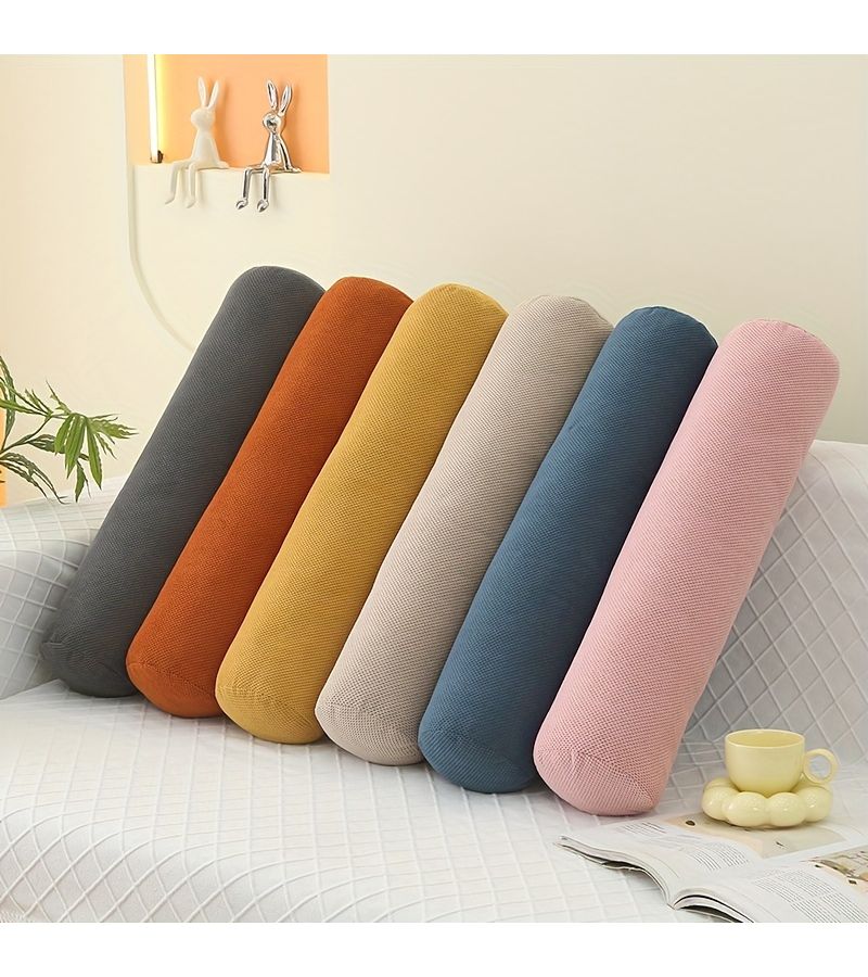 Hemp Color Cylindrical Sleeping Pillow Neck Pillow 40x15cm 15.75x5.9inch Removable Washable Cover Suitable For Bed Sofa Bay Window - Image 1