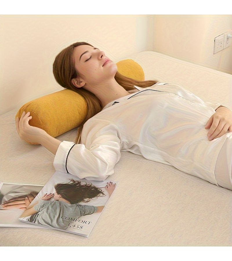 Hemp Color Cylindrical Sleeping Pillow Neck Pillow 40x15cm 15.75x5.9inch Removable Washable Cover Suitable For Bed Sofa Bay Window - Image 3
