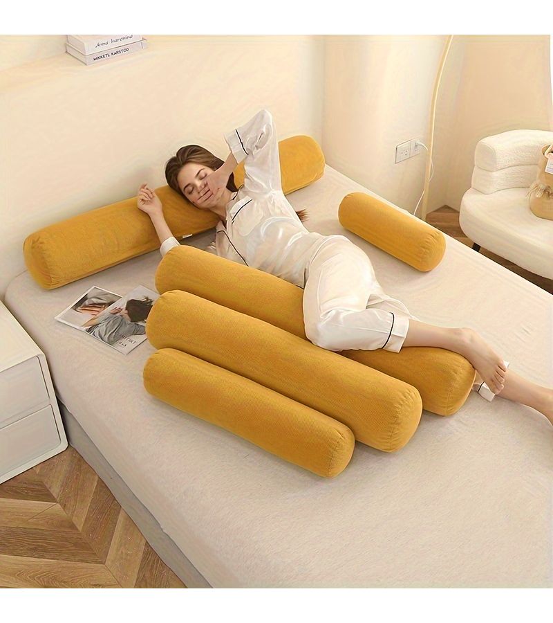 Hemp Color Cylindrical Sleeping Pillow Neck Pillow 40x15cm 15.75x5.9inch Removable Washable Cover Suitable For Bed Sofa Bay Window - Image 2