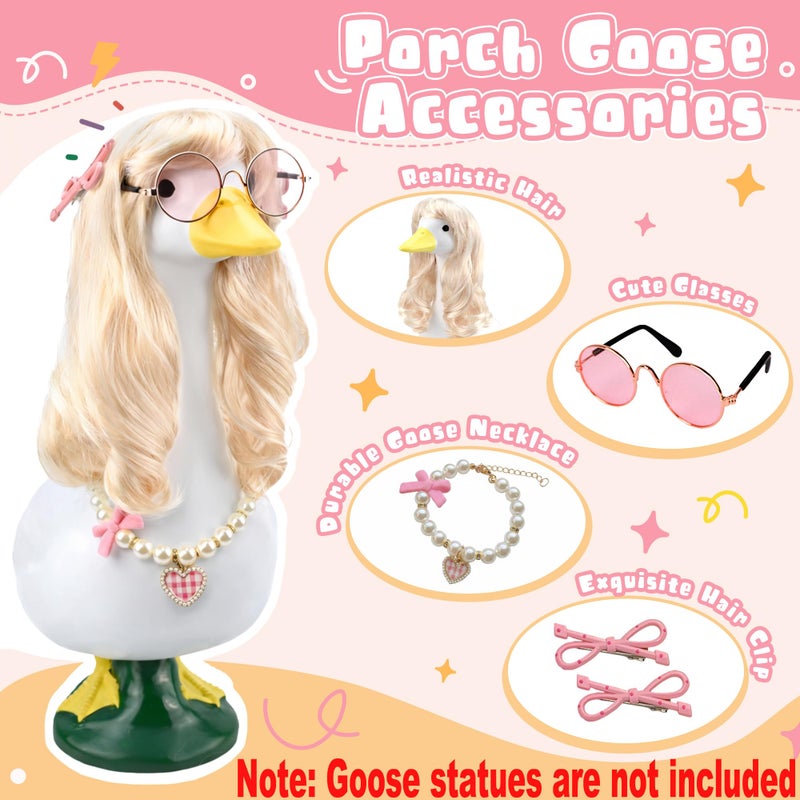 ZYIDBNG Porch Goose Spring Outfits Wigs Blonde 1 Pack Porch Goose Princess Outfits with Blonde Long Wigs Girl Style Outdoor Decor for Lawn Goose Statues - Image 4