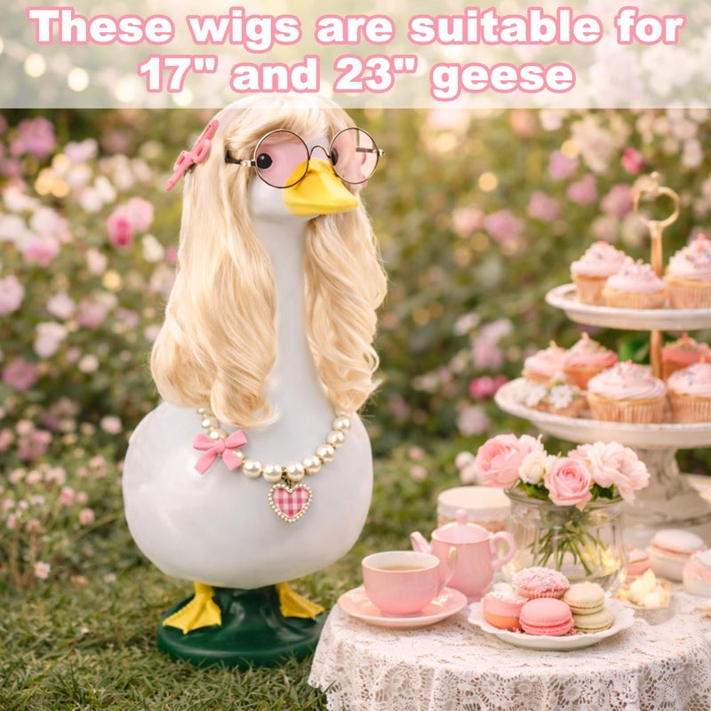 ZYIDBNG Porch Goose Spring Outfits Wigs Blonde 1 Pack Porch Goose Princess Outfits with Blonde Long Wigs Girl Style Outdoor Decor for Lawn Goose Statues - Image 3