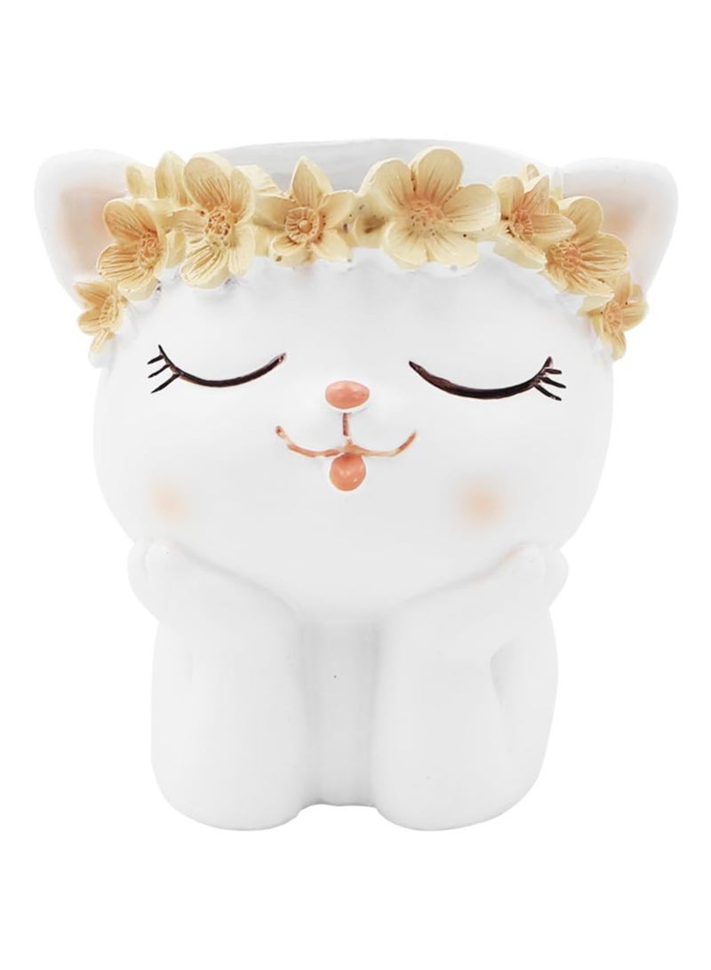 SOLARAE Cartoon Resin Pen Container, Cute Animal Pen Holder Small Succulent Pot Pencil Cup Animal Shaped Desk Organizer Creative Pen Holder Desk Organizer for Home Office Desktop Decoration Kid Student Gift - Image 1