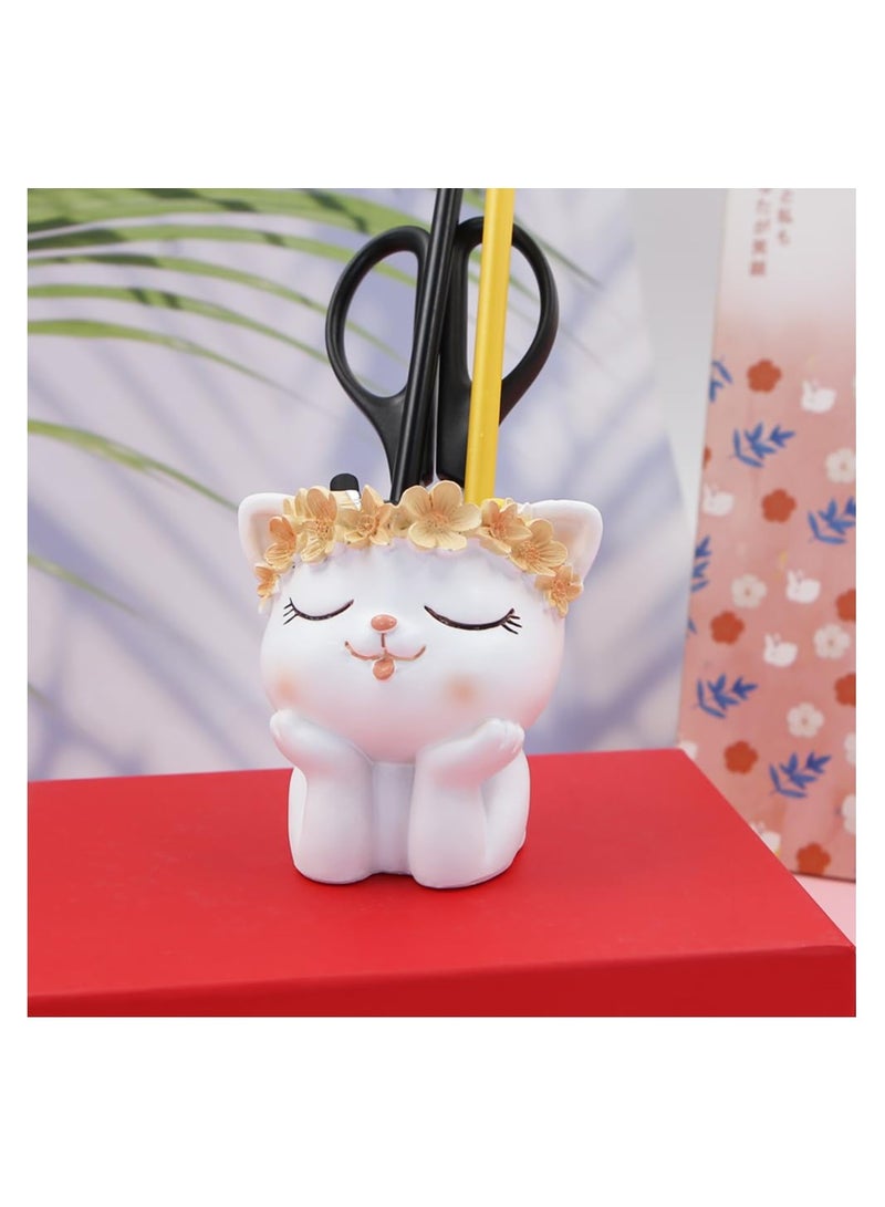 SOLARAE Cartoon Resin Pen Container, Cute Animal Pen Holder Small Succulent Pot Pencil Cup Animal Shaped Desk Organizer Creative Pen Holder Desk Organizer for Home Office Desktop Decoration Kid Student Gift - Image 3