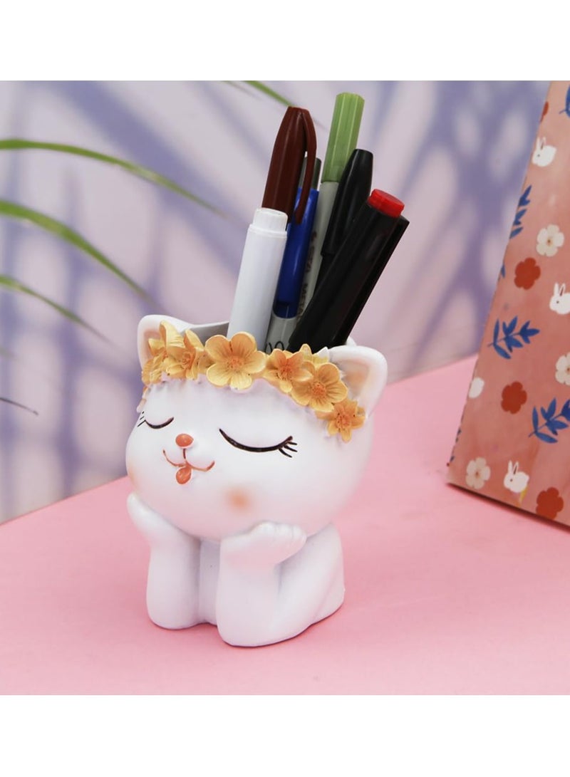 SOLARAE Cartoon Resin Pen Container, Cute Animal Pen Holder Small Succulent Pot Pencil Cup Animal Shaped Desk Organizer Creative Pen Holder Desk Organizer for Home Office Desktop Decoration Kid Student Gift - Image 2