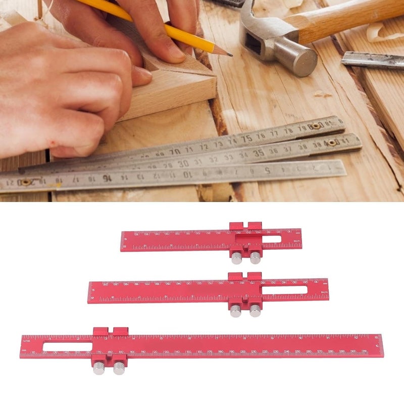 T Type Scribing Ruler 6 8 12 Inch Aluminum Alloy Woodworking Measuring Tool with Slide Stop - Image 3