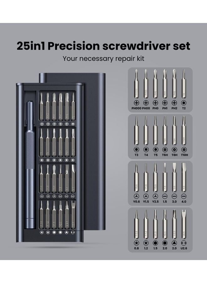 HOMESTAR 25-in-1 Small Precision Screwdriver Set, Professional Magnetic Mini Repair Tool Kit for Phone, Computer, Watch, Laptop, Macbook, Ring Doorbell, Eyeglass, Electronic, [Bearing Steel] Screw Driver - Image 4