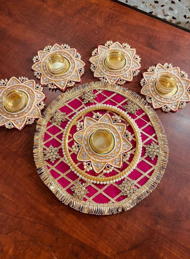 Kiddos Castle Rangoli Handcrafted Decorative Rangoli Mat for Floor Decoration with Gota Patti, Pearls Gift Diwali/Wedding Gift/Decoration Item for Home Décor Diwali Festival, Navratri - Image 2