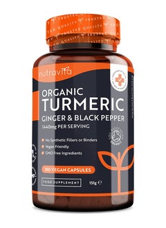 Nutravita Organic Turmeric 1440mg 180 Vegan Turmeric Capsules 