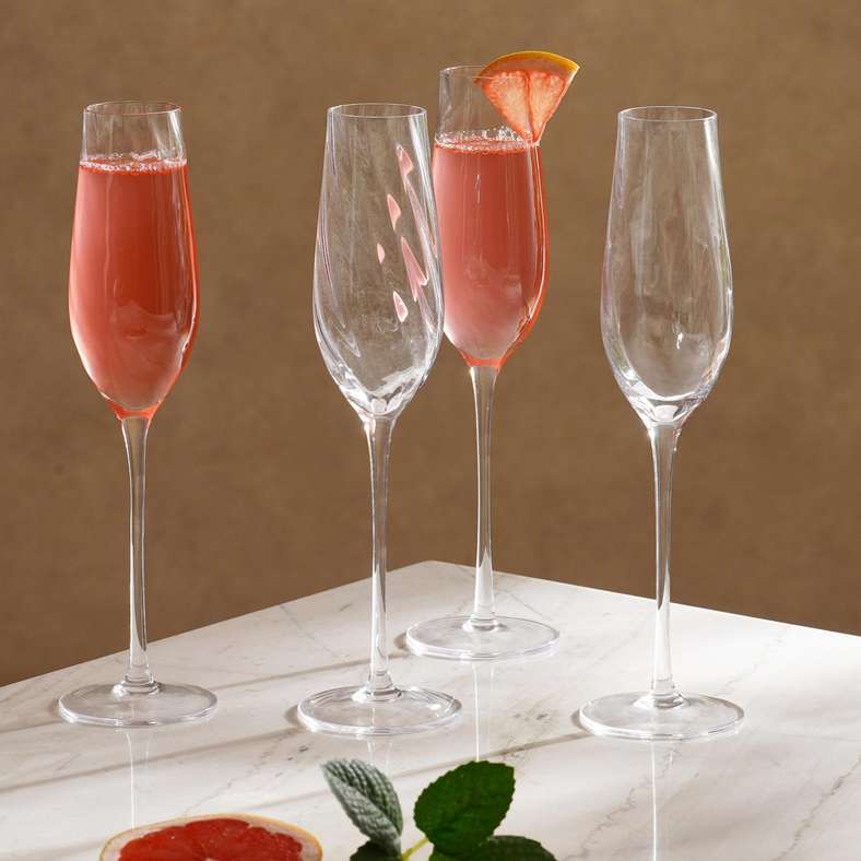 Pan Home طقم كؤوس فلوت زجاجية شفاف من 4 قطع للتسلية