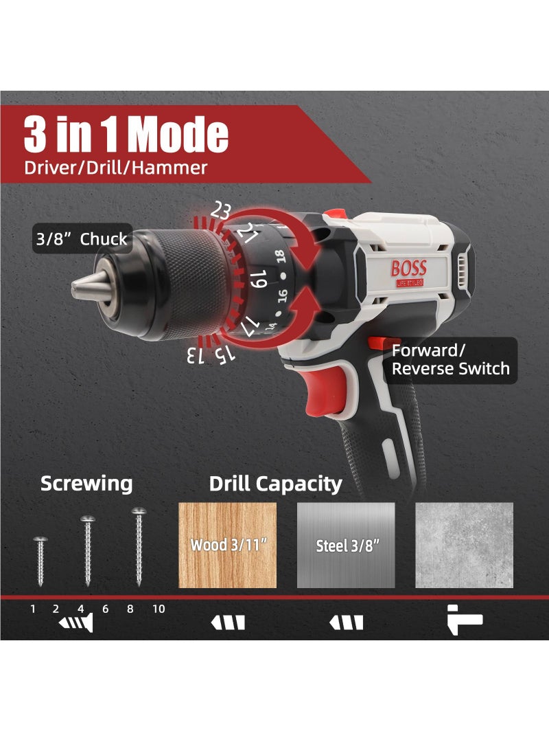 Comprehensive 36V Li-ion Cordless Drill Set - Rechargeable Power with Dual Batteries, 28-Piece Kit for Home and Office