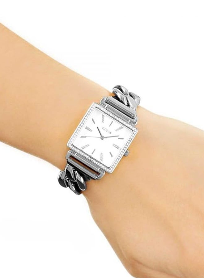 Guess Silver-Tone Crystal-Accented Watch For Women-W1030L1 - Image 5