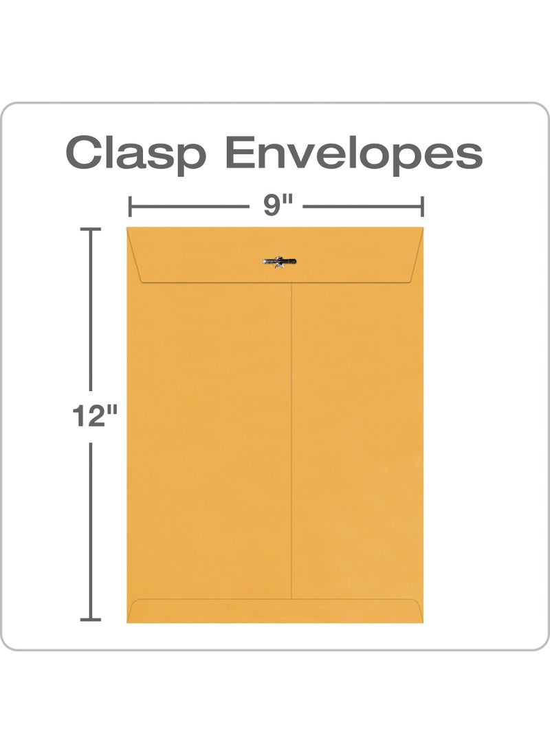 Quality Park Quality Park 9 x 12 Clasp Envelopes with Deeply Gummed Flaps, Great for Filing, Storing or Mailing Documents, 28 lb Brown Kraft, 100 per Box (QUA37890)  - Image 3