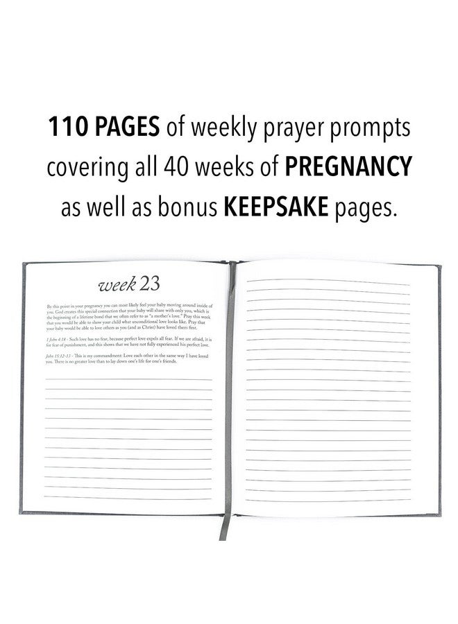 DUNCAN & STONE PAPER CO. Pregnancy Prayer Journal - Christian Pregnancy Journal For Milestones - Linen-Bound Baby Book Keepsake - Gifts For Expecting Moms (Grey, 110 Pages) - Image 3