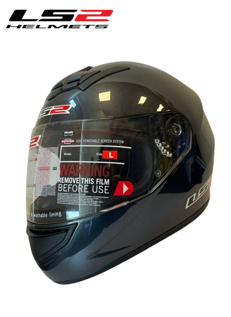 LS2 HELMETS Blast Full Face Motorcycle Helmet – Gray Metallic Lightweight, ECE Certified, Aerodynamic, Anti-Scratch Visor, for Men & Women Riders - Size Extra Large  - Image 1