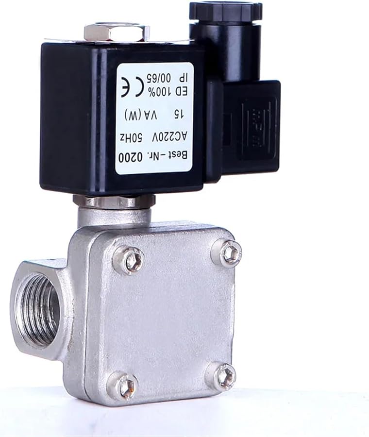 صمام مغناطيسي عالي الضغط 1 2 بوصة NPT 24 فولت تيار مستمر ختم فيتون مغلق عادةً من الفولاذ المقاوم للصدأ - Image 1