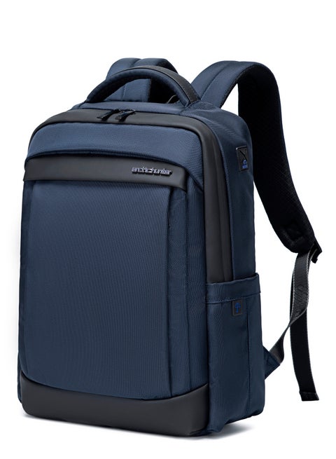 حقيبة لاب توب متينة خفيفة الوزن مقاومة للماء مع منفذ  حقيبة ظهر للسفر مع جيب لاب توب منفصل للجنسين أزرق