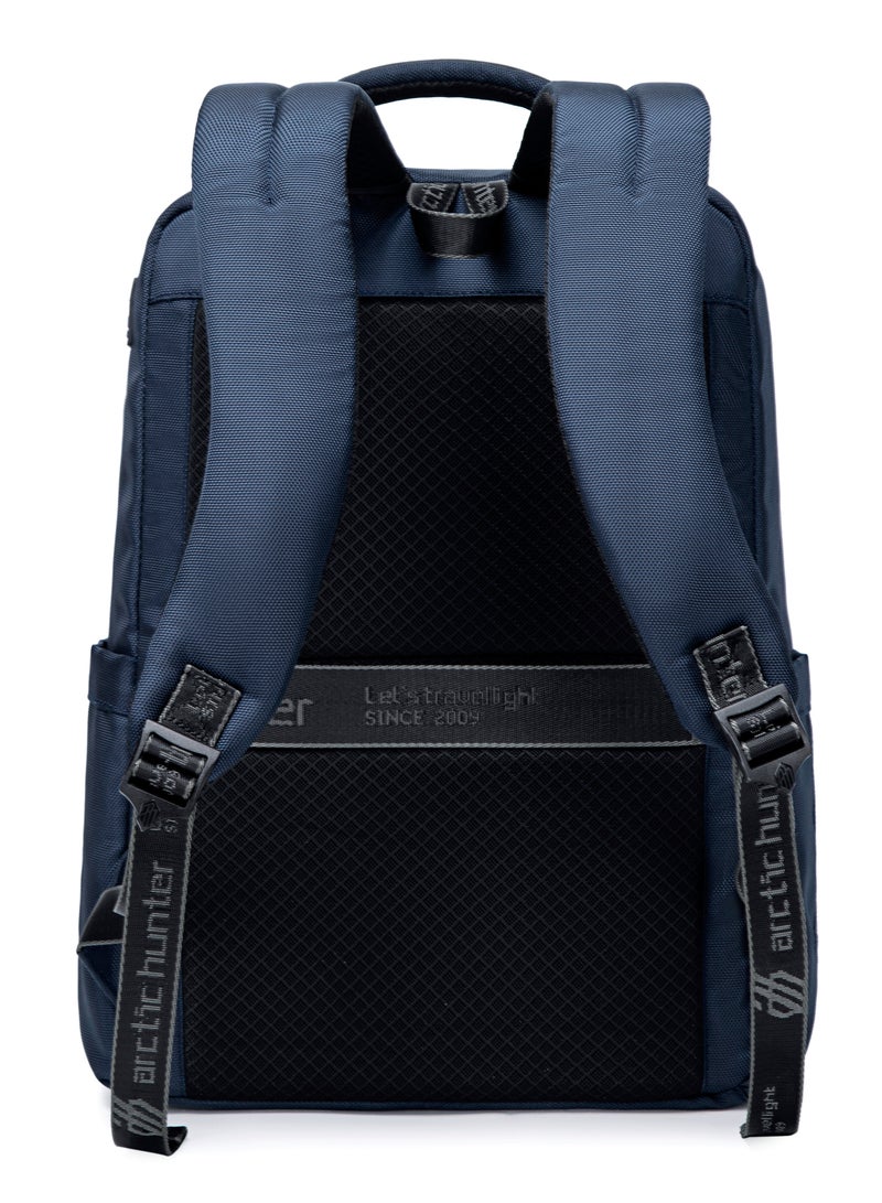 حقيبة لاب توب متينة خفيفة الوزن مقاومة للماء مع منفذ  حقيبة ظهر للسفر مع جيب لاب توب منفصل للجنسين أزرق