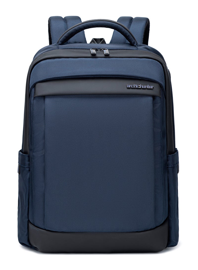 حقيبة لاب توب متينة خفيفة الوزن مقاومة للماء مع منفذ  حقيبة ظهر للسفر مع جيب لاب توب منفصل للجنسين أزرق