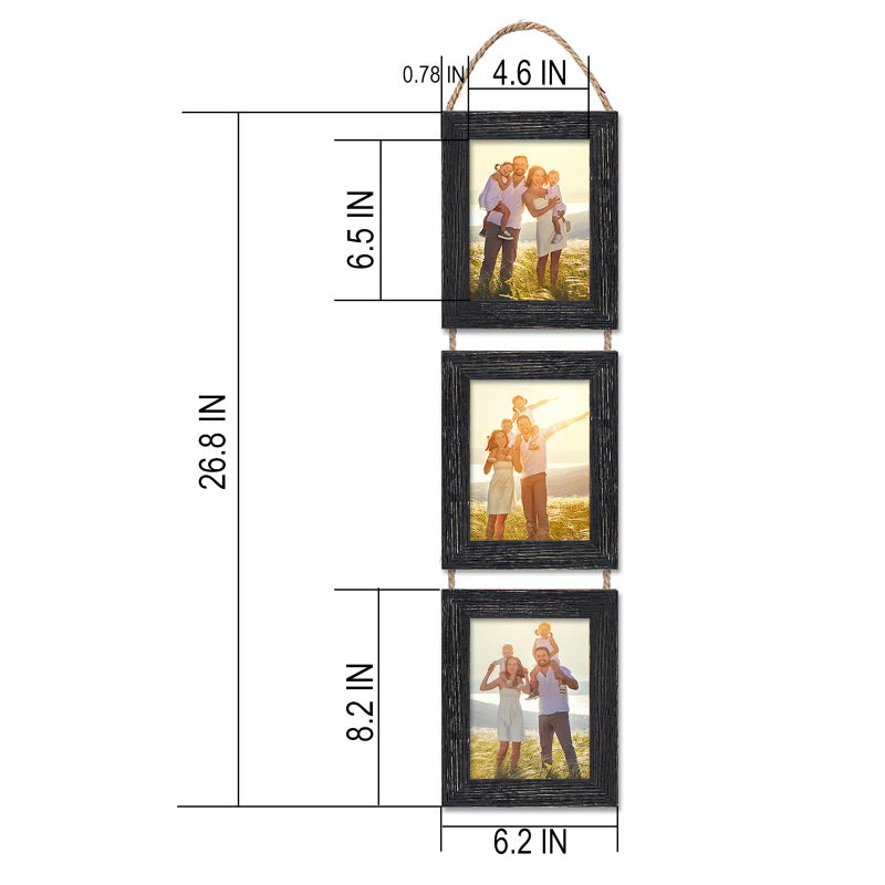 VMUZEDER 5x7 Wall Hanging Picture Frames Collage with 3 Opening Frames Black - Image 2