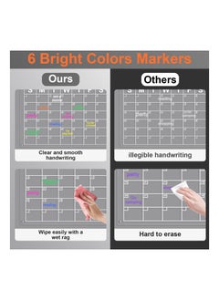 KASTWAVE Dry Erase Board Calendar, Acrylic Magnetic Dry Erase Board Calendar for Fridge, Reusable Clear Dry Erase Board Calendar for Fridge, Acrylic Calendar Planner Board for Refrigerator (2PCS)  - Image 5