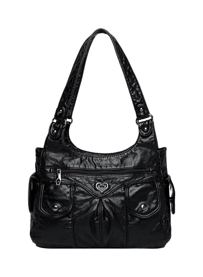 SHENHE Women's Y2k Purse Handle Shoulder Bag PU Leather Punk Purses Bags Black One Size - Image 1