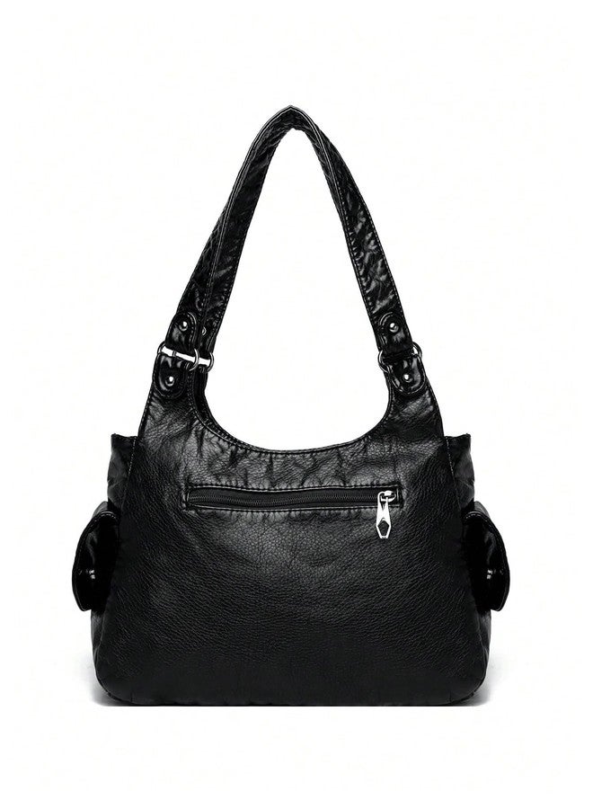 SHENHE Women's Y2k Purse Handle Shoulder Bag PU Leather Punk Purses Bags Black One Size - Image 2