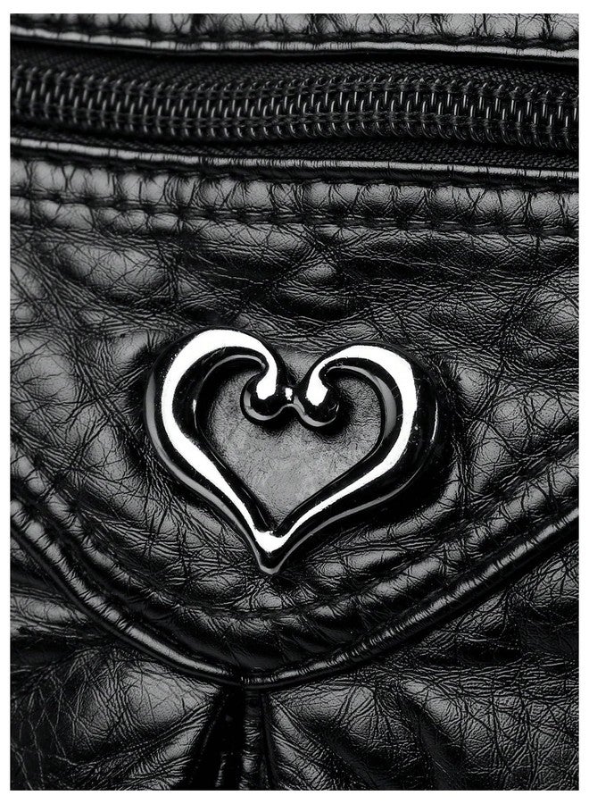 SHENHE Women's Y2k Purse Handle Shoulder Bag PU Leather Punk Purses Bags Black One Size - Image 4