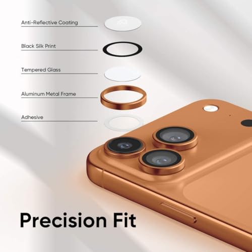 CASENED for iphone 17 pro / 17 pro max camera lens protector (2-Pack) – Premium 9H Tempered Glass, Military-Grade Anti-Scratch, Crystal-Clear Protection [Cosmic Orange] - Image 5