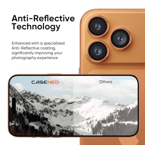 CASENED for iphone 17 pro / 17 pro max camera lens protector (2-Pack) – Premium 9H Tempered Glass, Military-Grade Anti-Scratch, Crystal-Clear Protection [Cosmic Orange] - Image 4