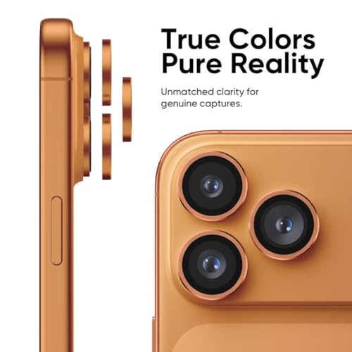CASENED for iphone 17 pro / 17 pro max camera lens protector (2-Pack) – Premium 9H Tempered Glass, Military-Grade Anti-Scratch, Crystal-Clear Protection [Cosmic Orange] - Image 3