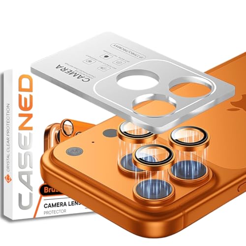 CASENED for iphone 17 pro / 17 pro max camera lens protector (2-Pack) – Premium 9H Tempered Glass, Military-Grade Anti-Scratch, Crystal-Clear Protection [Cosmic Orange] - Image 1