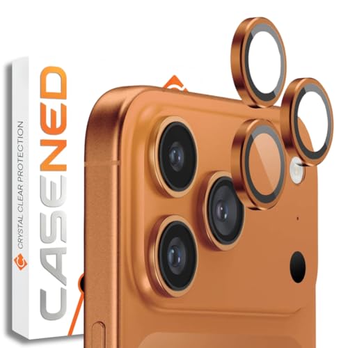 CASENED for iphone 17 pro / 17 pro max camera lens protector (2-Pack) – Premium 9H Tempered Glass, Military-Grade Anti-Scratch, Crystal-Clear Protection [Cosmic Orange] - Image 2