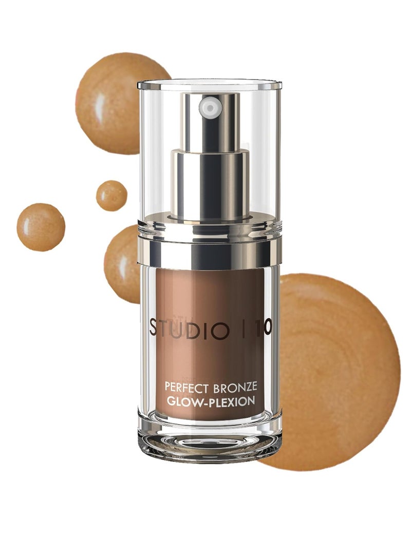 Studio 10 Perfect Bronze Glow plexion Liquid Bronzer and Illuminator Bronzer Drops for Mature Skin Targets Wrinkles and Shields Against Environmental Aggressors - Image 1