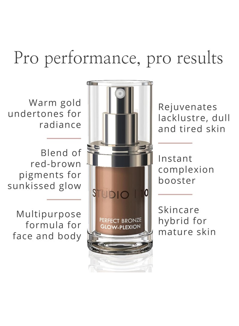 Studio 10 Perfect Bronze Glow plexion Liquid Bronzer and Illuminator Bronzer Drops for Mature Skin Targets Wrinkles and Shields Against Environmental Aggressors - Image 2