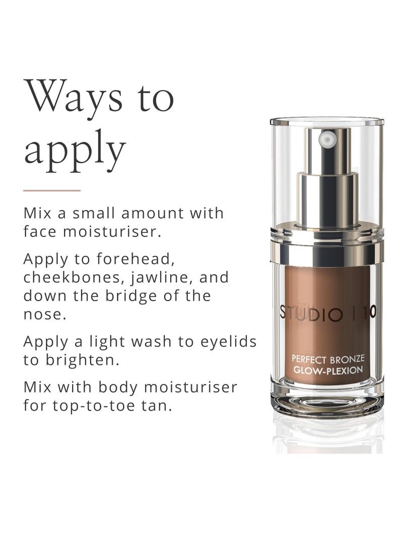 Studio 10 Perfect Bronze Glow plexion Liquid Bronzer and Illuminator Bronzer Drops for Mature Skin Targets Wrinkles and Shields Against Environmental Aggressors - Image 4