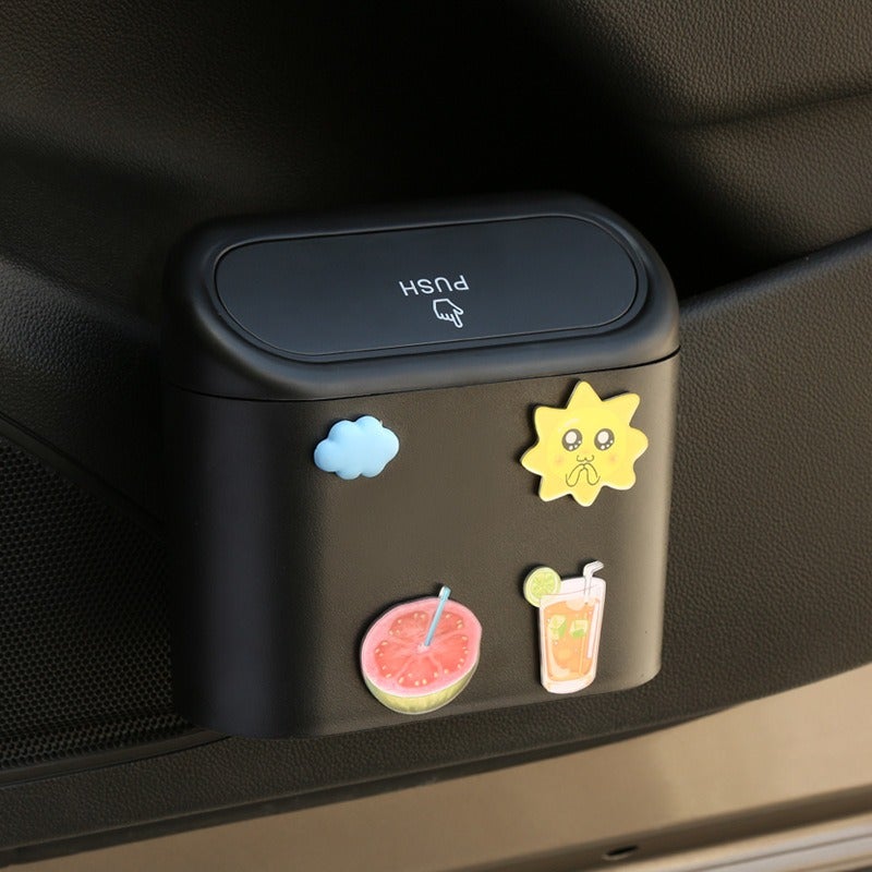 Car Trash Can Hanging Door Storage Organizer Multi-functional Front Seat Car Trash Bin with Umbrella Holder, Car Interior Decor