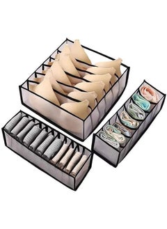 NILKANTH NILKANTH 3 Set Closet Underwear Organizer Foldable Women Underwear Storage Box Compartment Underwear Drawer Organizer Divider for Bra Socks Ties Black  - Image 1