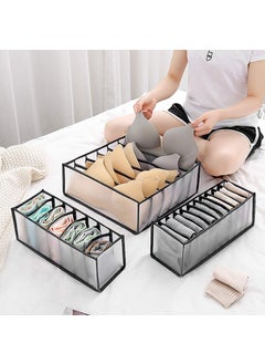 NILKANTH NILKANTH 3 Set Closet Underwear Organizer Foldable Women Underwear Storage Box Compartment Underwear Drawer Organizer Divider for Bra Socks Ties Black  - Image 4