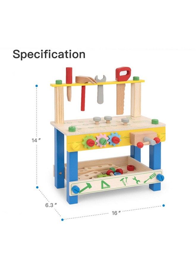 ROBUD Wooden Tool Workbench Toy For Kids & Toddlers With Wood Tool Set Gift For Boys Girls 3 Year Old And Up - Image 3