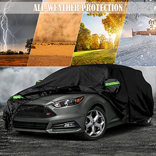 SPORTULI Waterproof Car Covers Replace for 1999-2025 Ford Focus Hatchback, 6 Layers All Weather Custom-fit Car Cover with Zipper Door & Windproof Bands for Snow Rain Dust Hail Protection (Hatchback) - Image 5