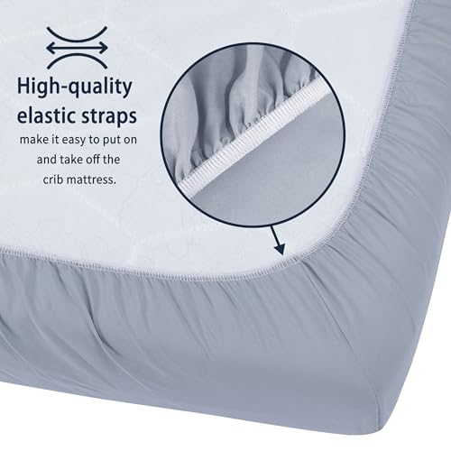GUNTAIL Pack and Play Sheets Fitted, 2 Pack Pack n Play Sheets for Graco Pack n Play Mattress, Unisex Playard Sheets for Boys Girls(Dark Green & Dark Grey, 38 X 26 Inch) - Image 4