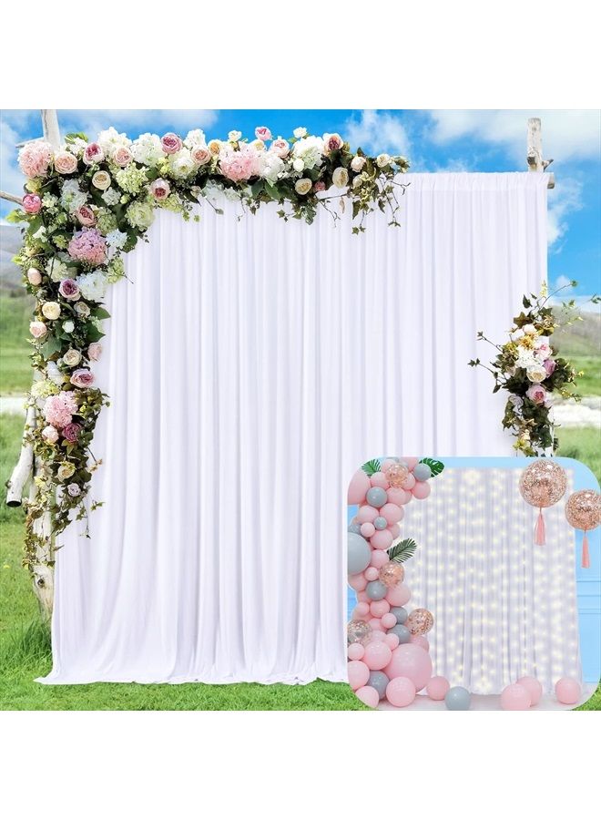 Suppromo 5ft x 10ft White Backdrop Curtain for Parties Wedding White Wrinkle Free Backdrop Drapes Panels for Baby Shower Gender Reveal Birthday Photo Photography Polyester Fabric Background Decoration - Image 1