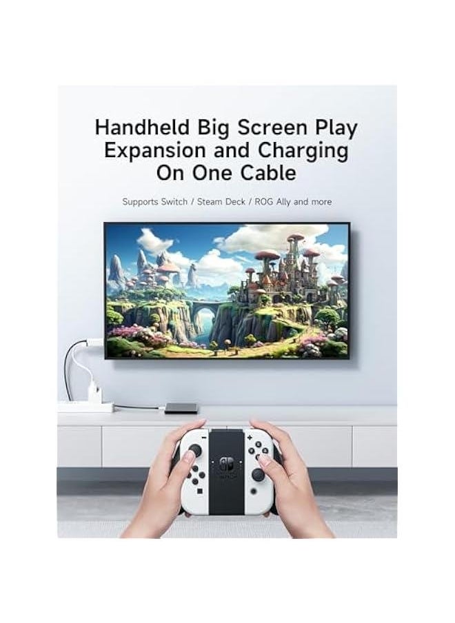 Generic - Switch Dock for Nintendo Switch & Switch OLED, USB C to DisplayPort Cable Adapter with 4K@60Hz DP, 100W PD, Type-C to DP Adapter for Laptop, Tablet, SteamDeck, ROG Ally (DisplayPort White) - Image 1